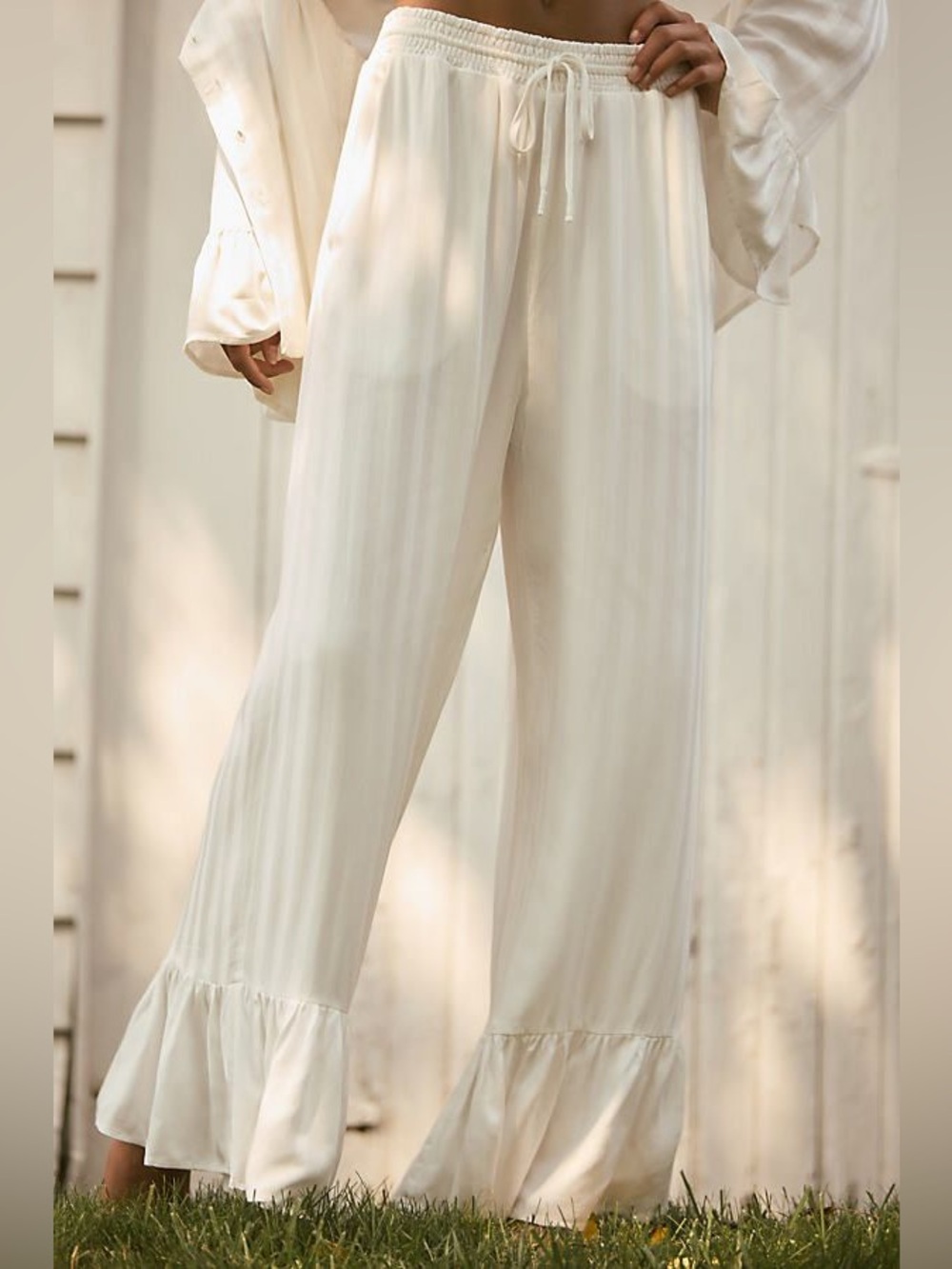 Anthropologie Ruffle PJ Pants white size XXS
